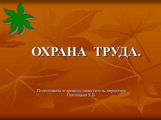 Подготовила и провела заместитель директора Гнилицкая Е.Б.