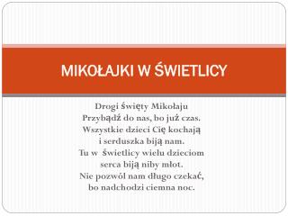 MIKOŁAJKI W ŚWIETLICY