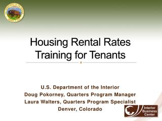 Housing Rental Rates Training for Tenants