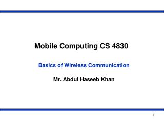 Mobile Computing CS 4830