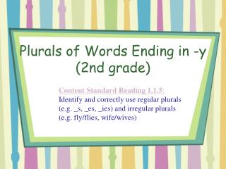 Plurals of Words Ending in -y (2nd grade)