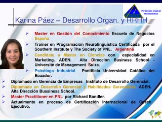 Karina Páez – Desarrollo Organ. y RRHH