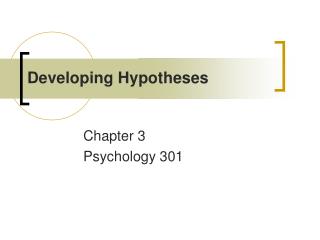 Developing Hypotheses