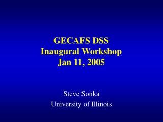 GECAFS DSS Inaugural Workshop Jan 11, 2005