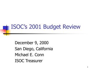 ISOC’s 2001 Budget Review