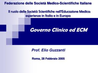 Governo Clinico ed ECM