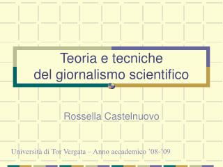 Teoria e tecniche del giornalismo scientifico