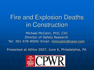 Fire and Explosion Deaths in Construction