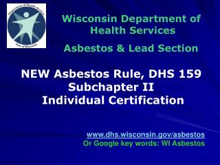 Wisconsin Department of Health Services Asbestos &amp; Lead Section