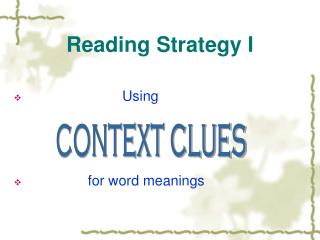 Reading Strategy I