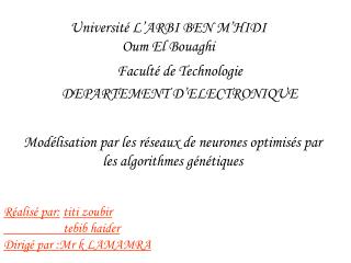 Université L’ARBI BEN M’HIDI Oum El Bouaghi