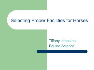 Selecting Proper Facilities for Horses