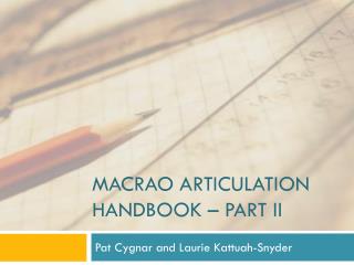 MACRAO Articulation handbook – part ii