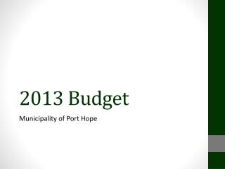 2013 Budget