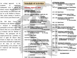 Schedule of Activities