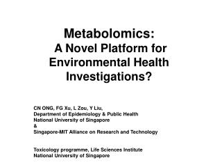 CN ONG, FG Xu, L Zou, Y Liu, Department of Epidemiology &amp; Public Health