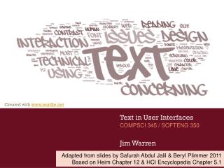 Text in User Interfaces Jim Warren