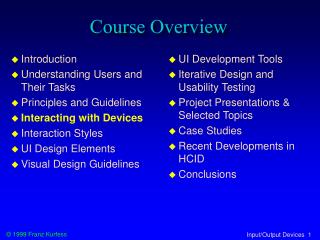 Course Overview