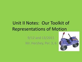 Unit II Notes: Our Toolkit of Representations of Motion