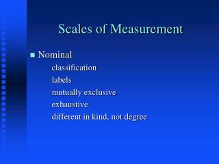 Scales of Measurement