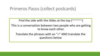 Primeros Pasos (collect postcards)