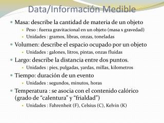 Data/Información Medible
