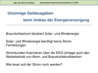 Braunkohlestrom blockiert Solar- und Windenergie