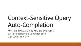 Context-Sensitive Query Auto-Completion