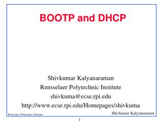 BOOTP and DHCP