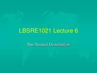 LBSRE1021 Lecture 6