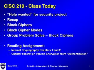 CISC 210 - Class Today