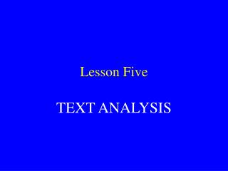 Lesson Five