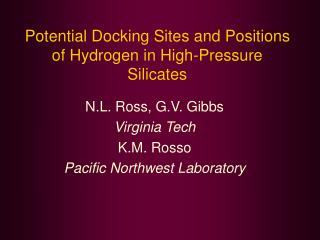 Potential Docking Sites and Positions of Hydrogen in High-Pressure Silicates