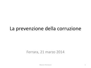 La prevenzione della corruzione