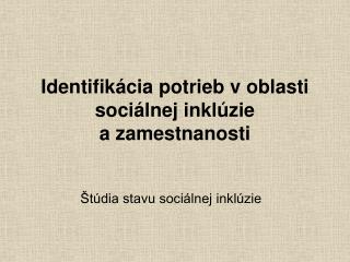 Identifikácia potrieb v oblasti sociálnej inklúzie a zamestnanosti