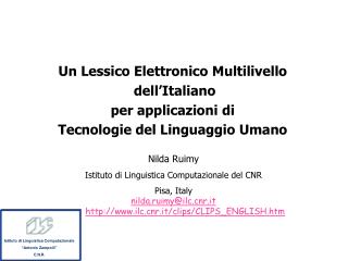 Un Lessico Elettronico Multilivello dell’Italiano per applicazioni di