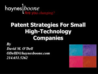 Patent Strategies For Small High-Technology Companies