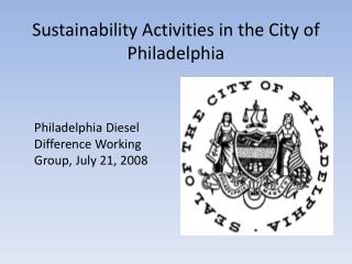 Sustainability Activities in the City of Philadelphia