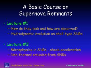 A Basic Course on Supernova Remnants