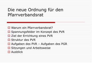 Die neue Ordnung für den Pfarrverbandsrat