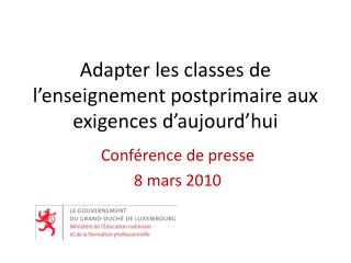 Adapter les classes de l’enseignement postprimaire aux exigences d’aujourd’hui