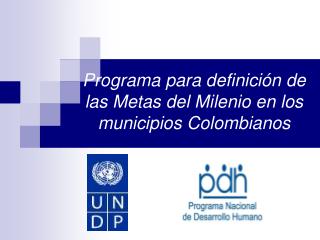 Programa para definición de las Metas del Milenio en los municipios Colombianos