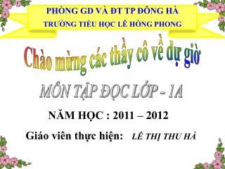 PHÒNG GD VÀ ĐT TP ĐÔNG HÀ TRƯỜNG TIỂU HỌC LÊ HỒNG PHONG