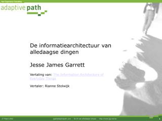 De informatiearchitectuur van alledaagse dingen Jesse James Garrett