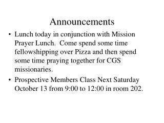 Announcements