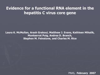 Evidence for a functional RNA element in the hepatitis C virus core gene