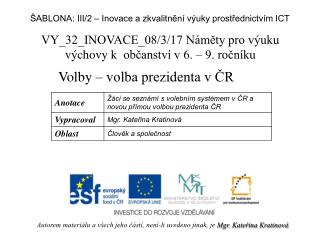 VY_32_INOVACE_08/3/17 Náměty pro výuku výchovy k  občanství v 6. – 9. ročníku