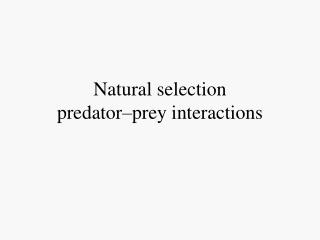 Natural selection predator–prey interactions