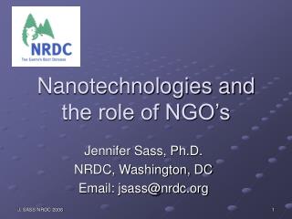 Nanotechnologies and the role of NGO’s