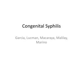 Congenital Syphilis